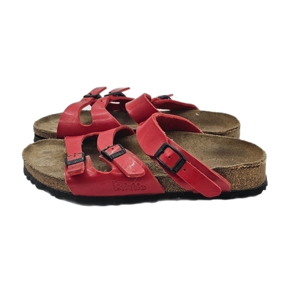 Birkenstock Birko-Flor Havanna Red Patent Leather 3 Strap Sandal Size 36 - Picture 1 of 9